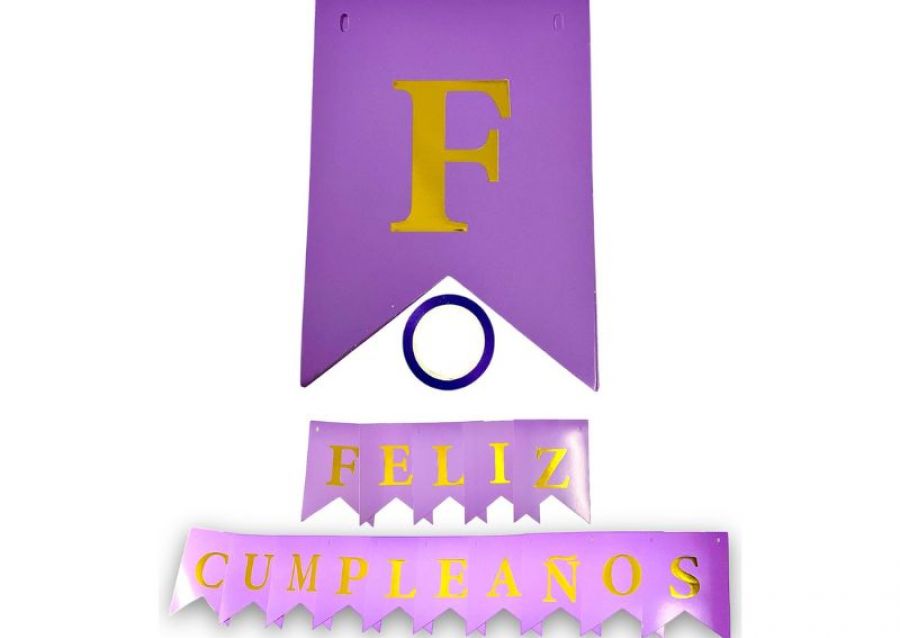 BANDERIN CARTON FELIZ CUMPLEANOS LILA (YW18-092) LCOST