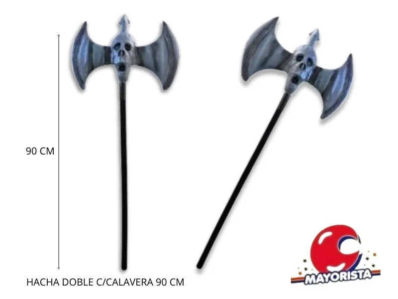 HACHA DOBLE C/CALAVERA 90 CM (909) MIC Y MAC
