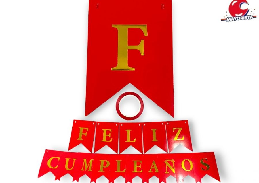 BANDERIN CARTON FELIZ CUMPLEANOS ROJO (YW18-092) LCOST