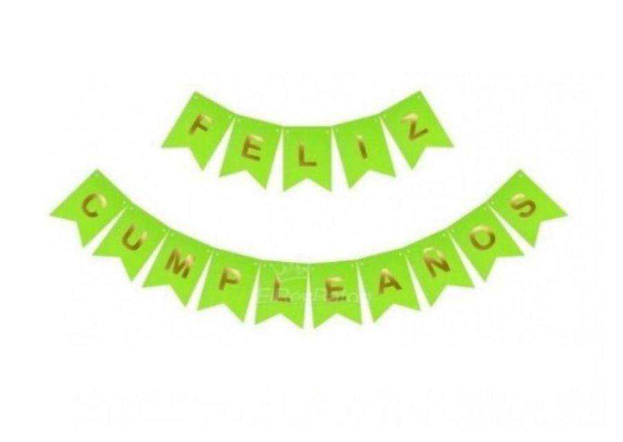 BANDERIN CARTON FELIZ CUMPLEANOS VERDE MANZANA (YW18-092) LCOST