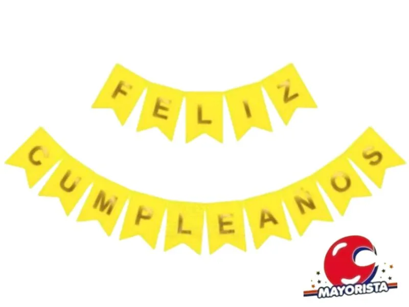 BANDERIN CARTON XL 18X15CM FELIZ CUMPLEANOS AMARILLO (YW18-125) LCOST