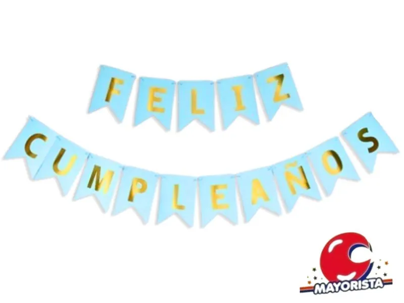 BANDERIN CARTON XL 18X15CM FELIZ CUMPLEANOS CELESTE (YW18-125) LCOST