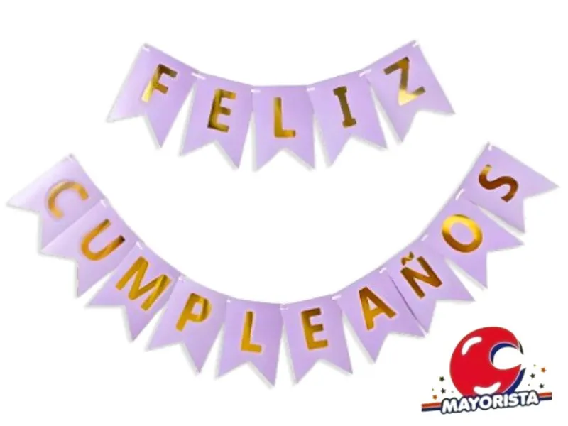 BANDERIN CARTON XL 18X15CM FELIZ CUMPLEANOS LILA (YW18-125) LCOST