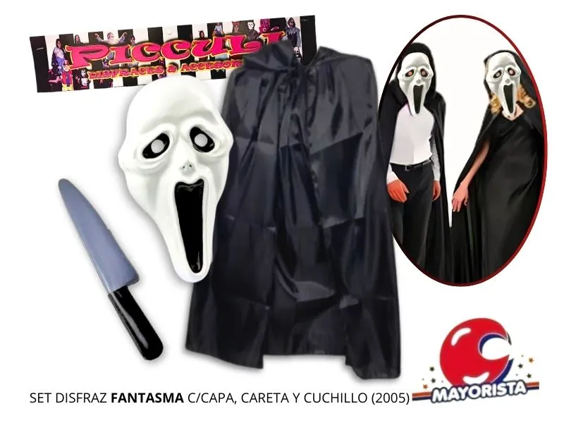 SET DISFRAZ FANTASMA C/CAPA, CARETA Y CUCHILLO (2005) PICCULI