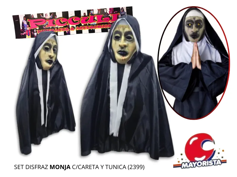 SET DISFRAZ MONJA C/CARETA Y TUNICA (2399) PICCULI