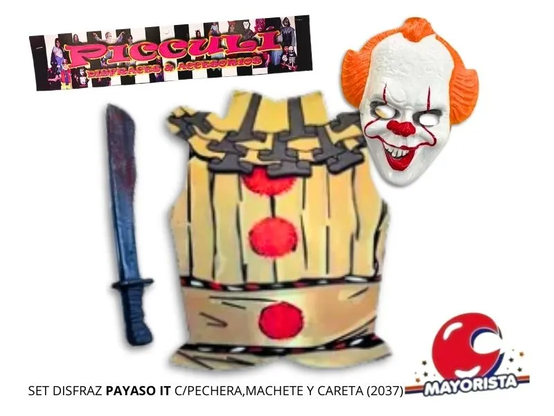 SET DISFRAZ PAYASO IT C/PECHERA,MACHETE Y CARETA (2037) PICCULI