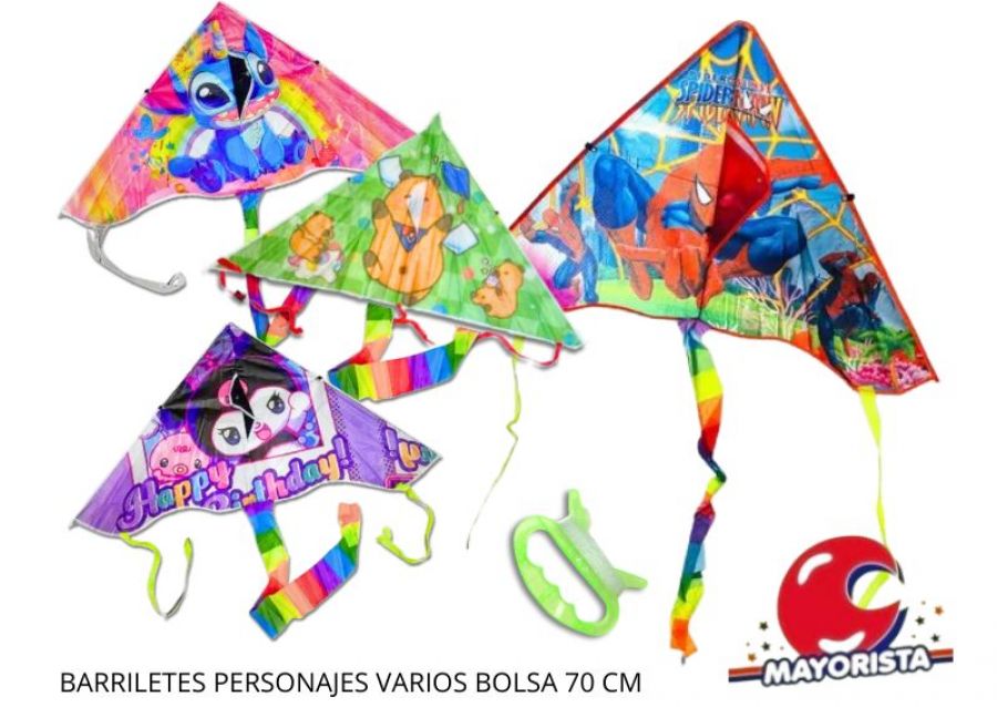 BARRILETES PERSONAJES VARIOS BOLSA 70 CM - SOL