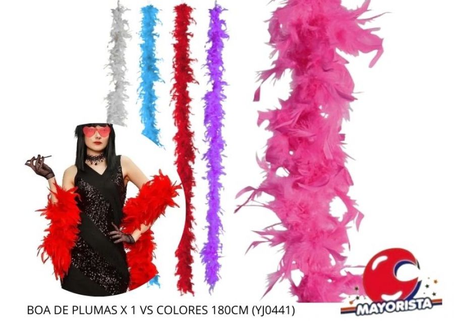 BOA DE PLUMAS X 1 VS COLORES 180CM (YJ0441) YJ IMPORT