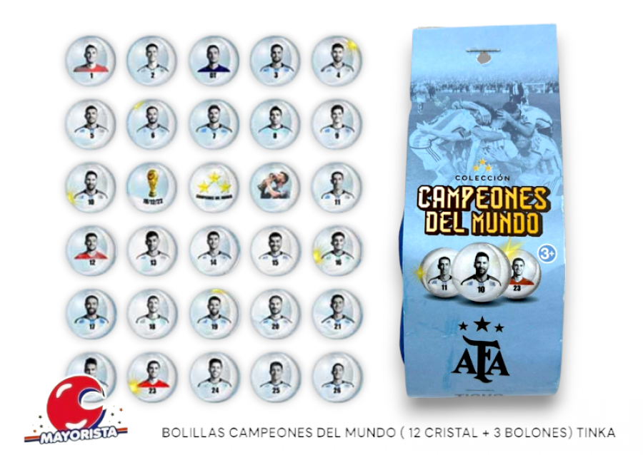 BOLILLAS CAMPEONES DEL MUNDO ( 12 + 3 BOLONES) TINKA