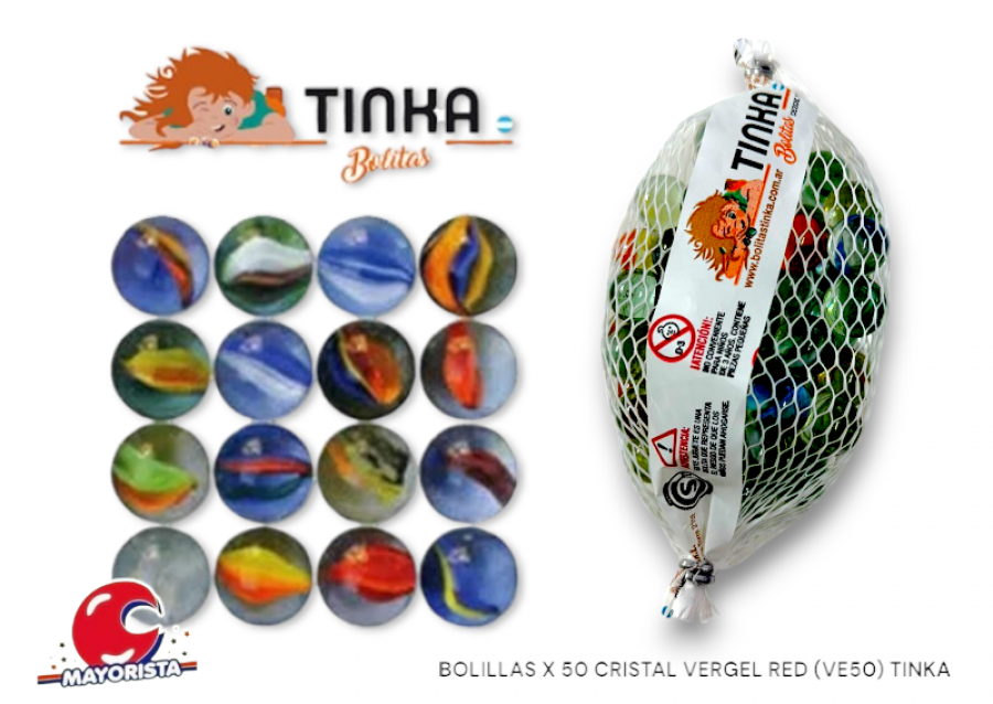 BOLILLAS X 50 CRISTAL VERGEL RED (VE50) TINKA