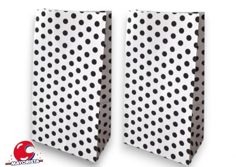 [1030] BOLSITA PAPEL X 10 BLANCA LUNARES NEGROS 15X25X8 SPACE