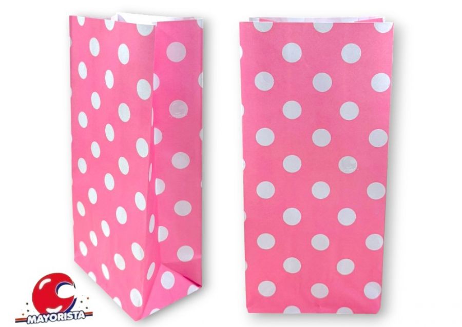 [2179] BOLSITA PAPEL X 10 ROSA LUNARES BLANCOS 15X25X8 SPACE