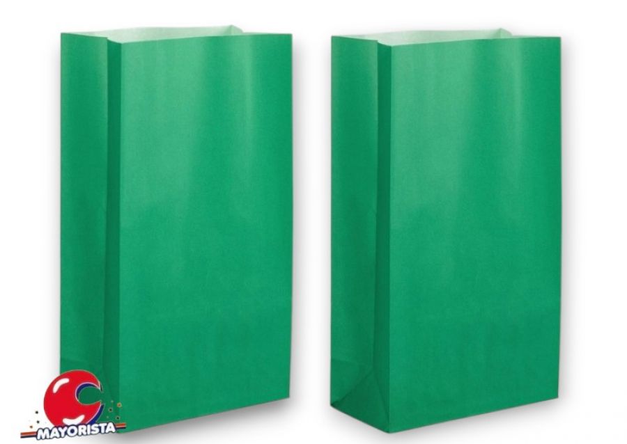 [3775] BOLSITA PAPEL X 10 VERDE HOJA LISA 15X25X8 SPACE