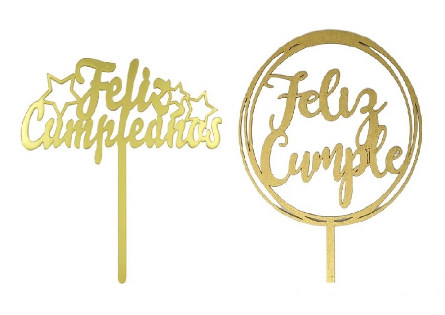 [6203] CAKE TOPPER ACRILICO FELIZ CUMPLEANOS SURTIDOS (Y340-092) CHG