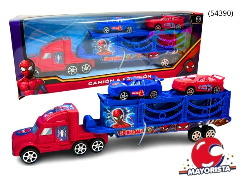 [7453105004221] CAMION SPIDERMAN A FRICCION C/ 2 AUTOS EN CAJA 40X13 (54390) KADA