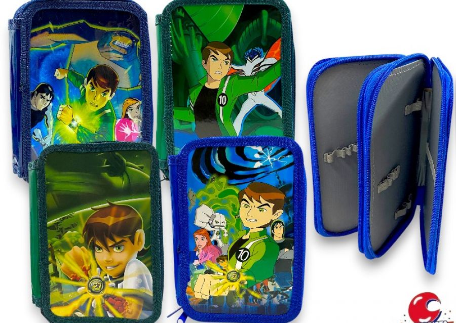 CARTUCHERA 2 PISOS BEN 10 PLASTIFICADA EN BOLSA