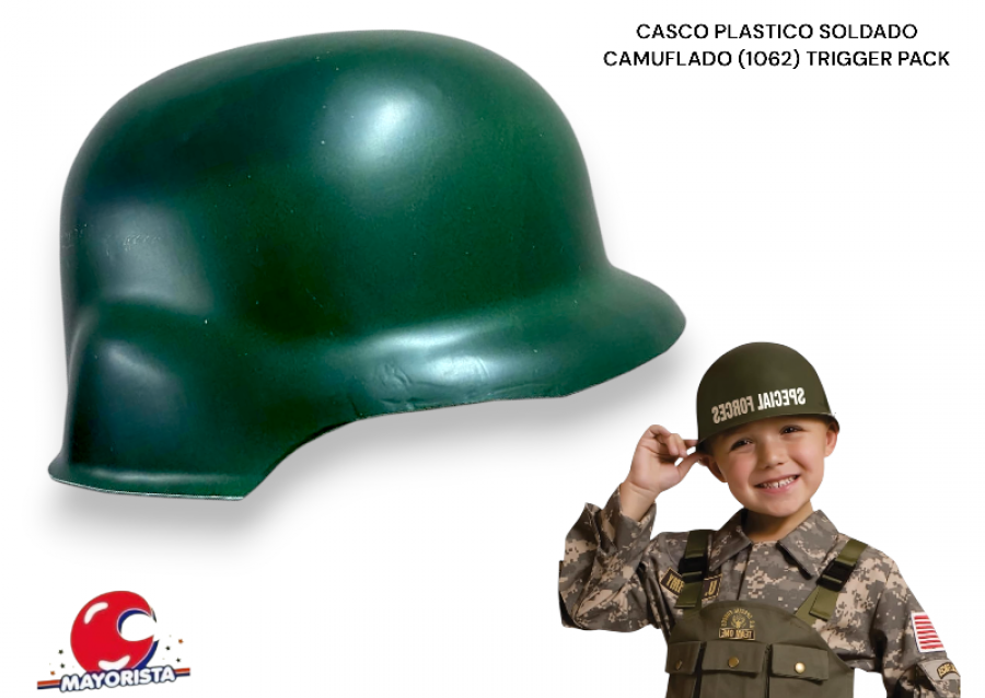 [2886] CASCO PLASTICO SOLDADO VERDE (1062) TRIGGER PACK