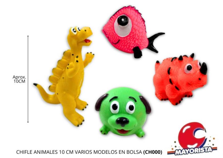 [4088] CHIFLE ANIMALES 10 CM VARIOS MODELOS EN BOLSA (CH000) CABADIN