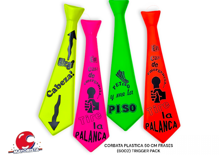 CORBATA PLASTICA 50 CM FRASES (6002) TRIGGER PACK