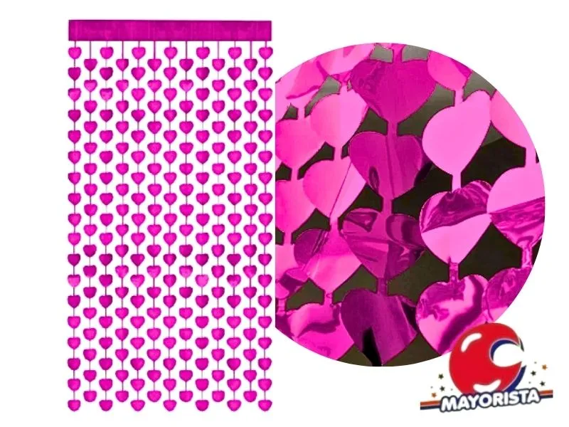 CORTINA CORAZON FUCSIA 2MTS X 1 MTS - CHG