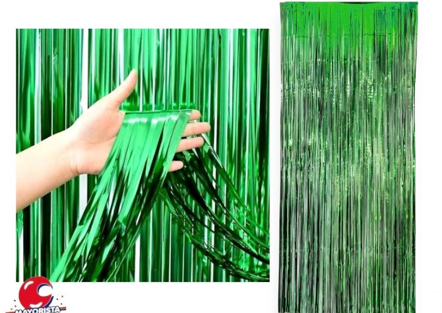 CORTINA METALIZADA VERDE 2MTS X 1 MTS (YJ0531) YJ IMPORT