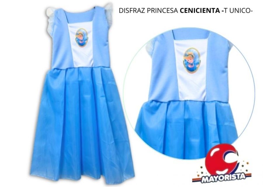 [6425] DISFRAZ PRINCESA CENICIENTA CELESTE TALLE UNICO (LEON)
