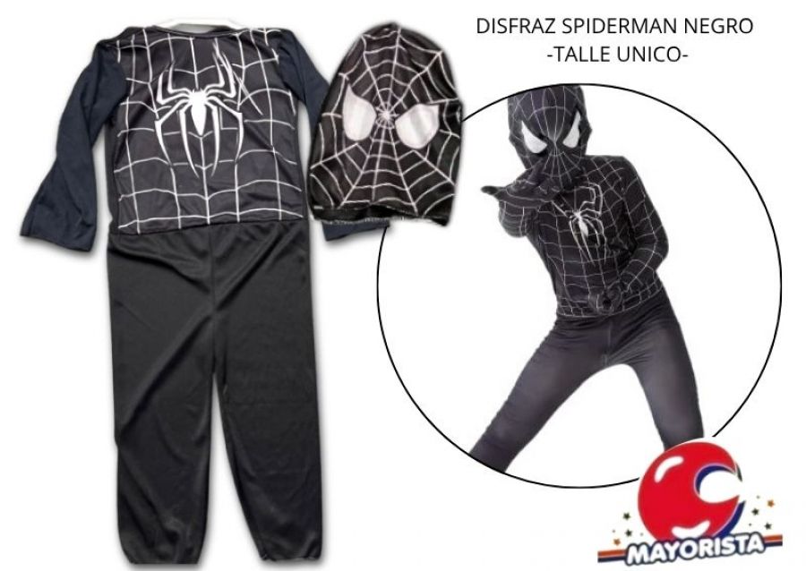 [2136] DISFRAZ SPIDERMAN NEGRO TALLE UNICO (LEON)