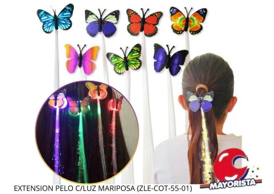 [2576] EXTENSION PELO C/LUZ MARIPOSA (ZLE-COT-55-01) ERIK