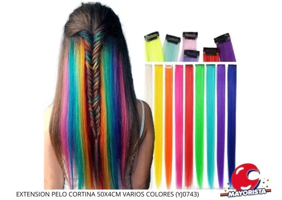 [3529] EXTENSION PELO CORTINA 50X4CM VARIOS COLORES (YJ0743) YJ IMPORT