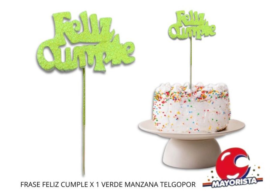 [5241] FRASE FELIZ CUMPLE X 1 VERDE MANZANA TELGOPOR - VIVI