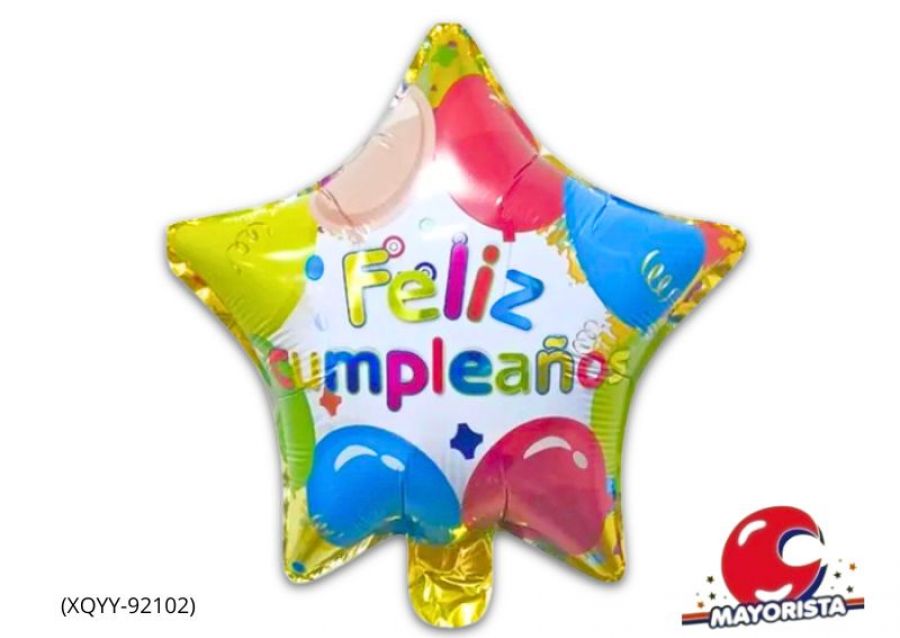 [2846] GLOBO MYLAR 10 ESTRELLA FELIZ CUMPLE GLOBOS 25CM (XQYY-92102) ERIK