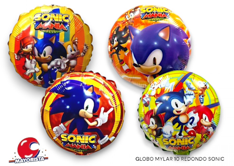 [6290] GLOBO MYLAR 10 REDONDO SONIC MODELOS SURTIDOS (25CM) CHG