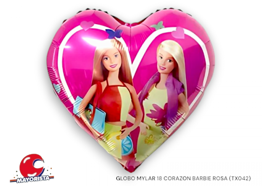 [2407] GLOBO MYLAR 18 CORAZON BARBIE ROSA 45CM (TX042) CHG