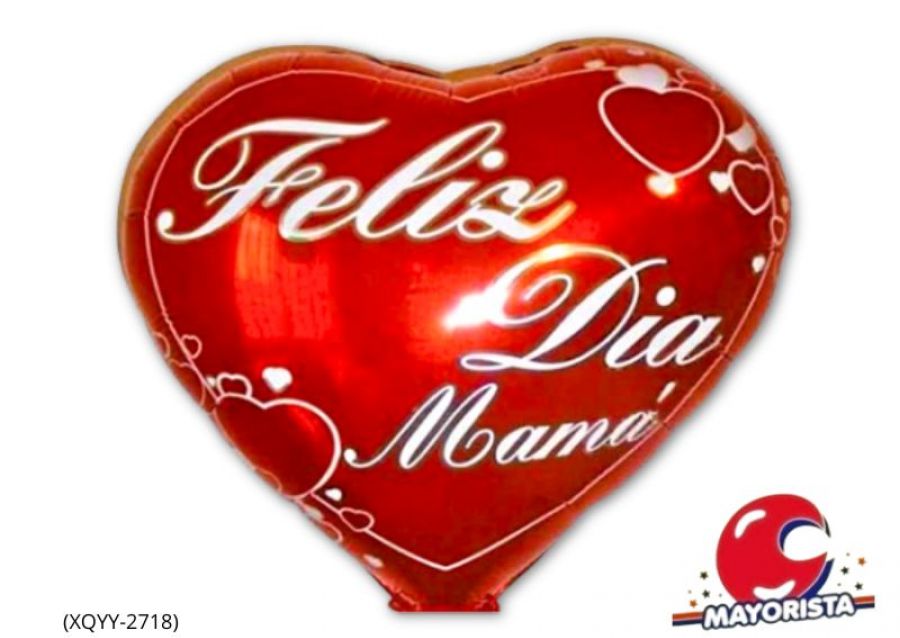 [5352] GLOBO MYLAR 18 CORAZON FELIZ DIA MAMA ROJO LETRAS BLANCAS 45CM (XQYY-2718) ERIK