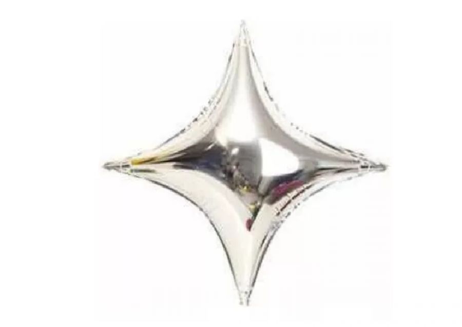 [2815] GLOBO MYLAR 18 ESTRELLA 4 PUNTAS PLATA (45CM) ERIK