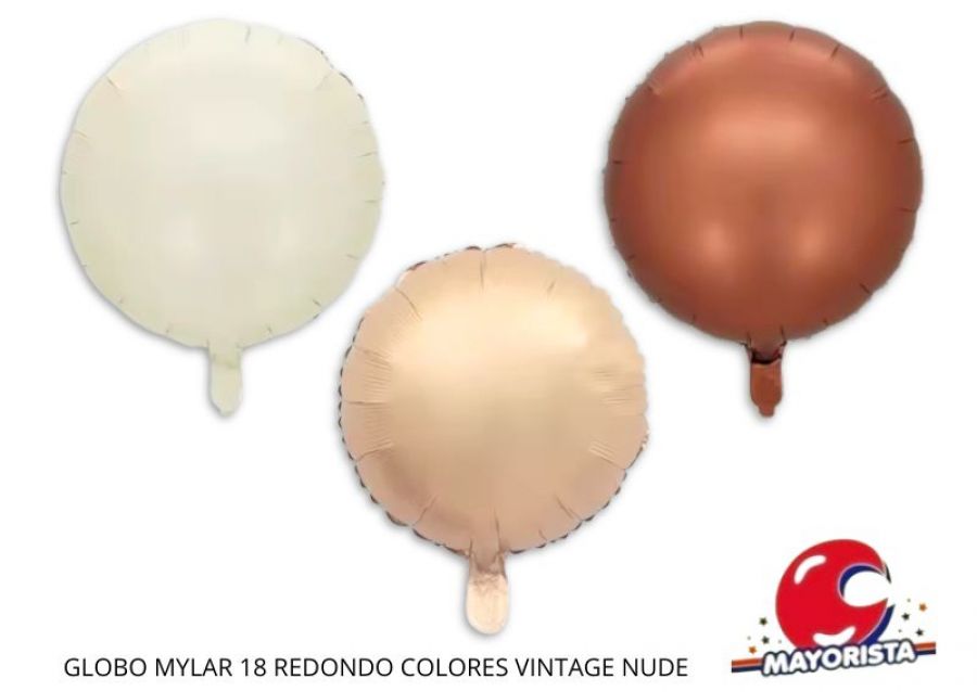 [2706] GLOBO MYLAR 18 REDONDO COLORES VINTAGE NUDE (45CM) CHG