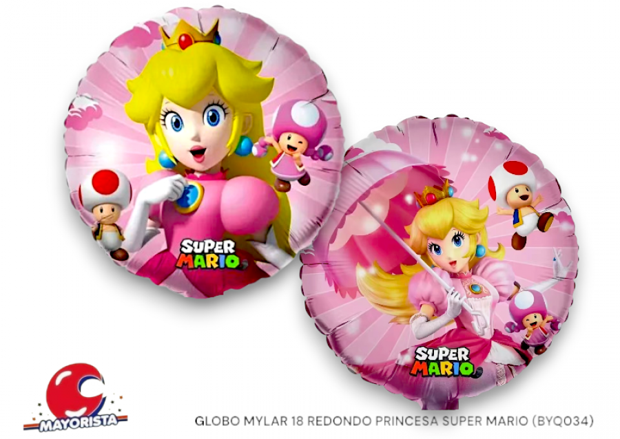GLOBO MYLAR 18 REDONDO PRINCESA SUPER MARIO 45CM (BYQ034) CHG