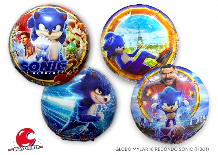 GLOBO MYLAR 18 REDONDO SONIC 45CM (H301) CHG