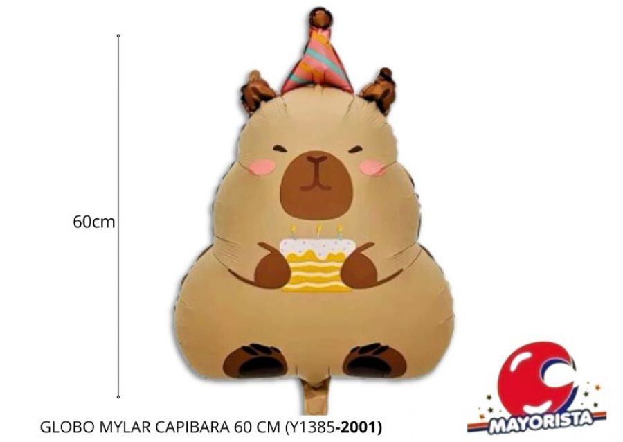 GLOBO MYLAR CAPIBARA C/TORTA 60 CM (Y1385-2001) CHG