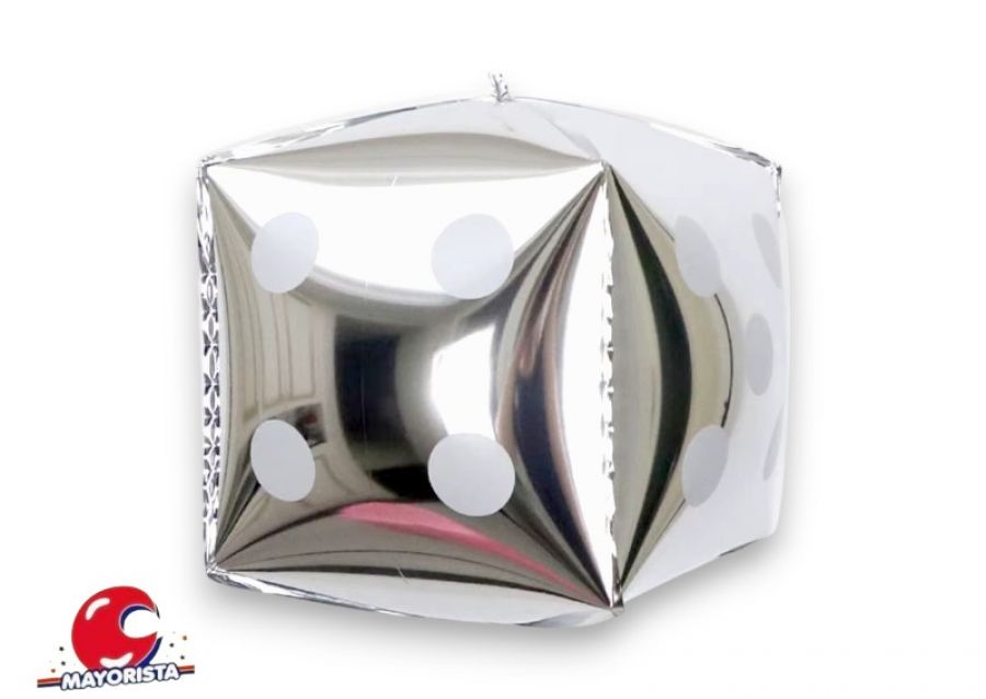 GLOBO MYLAR DADO PLATA 18CM - CHG