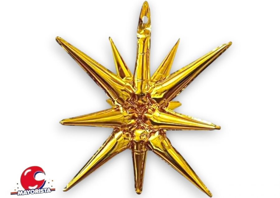 GLOBO MYLAR ESTRELLA 14 PUNTAS 3D DORADO 55CM (Y1385-1309) CHG