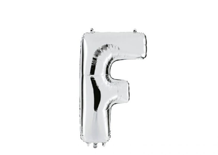 GLOBO MYLAR LETRA F PLATA 40 CM - CADENACI