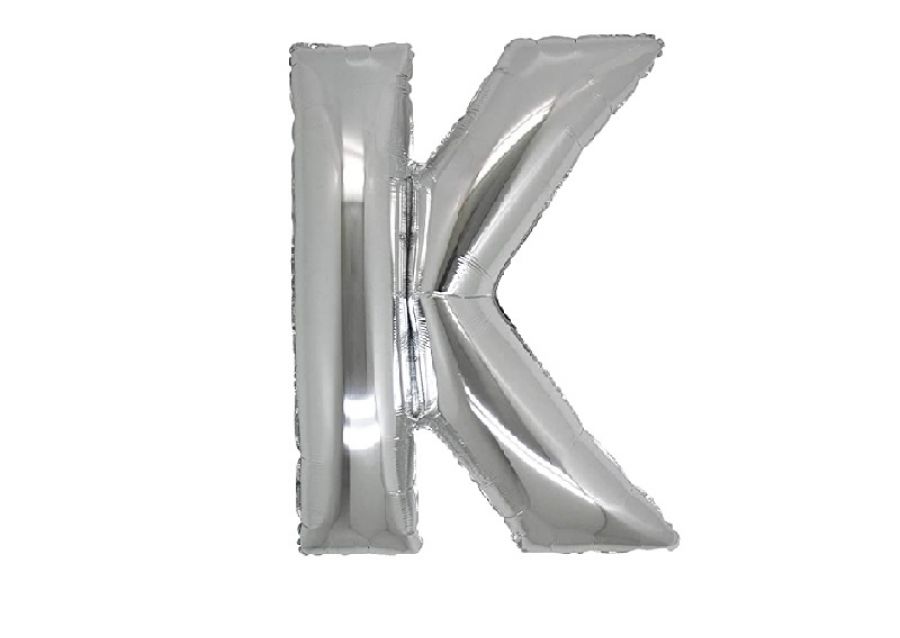 GLOBO MYLAR LETRA K PLATA 40 CM - CADENACI