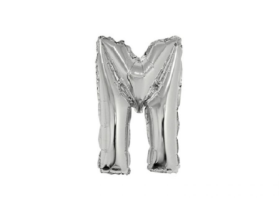 GLOBO MYLAR LETRA M PLATA 40 CM - CADENACI