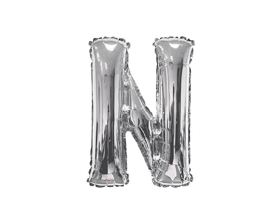 GLOBO MYLAR LETRA N PLATA 40 CM - CADENACI