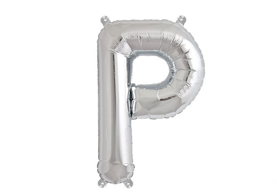 GLOBO MYLAR LETRA P PLATA 40 CM - CADENACI