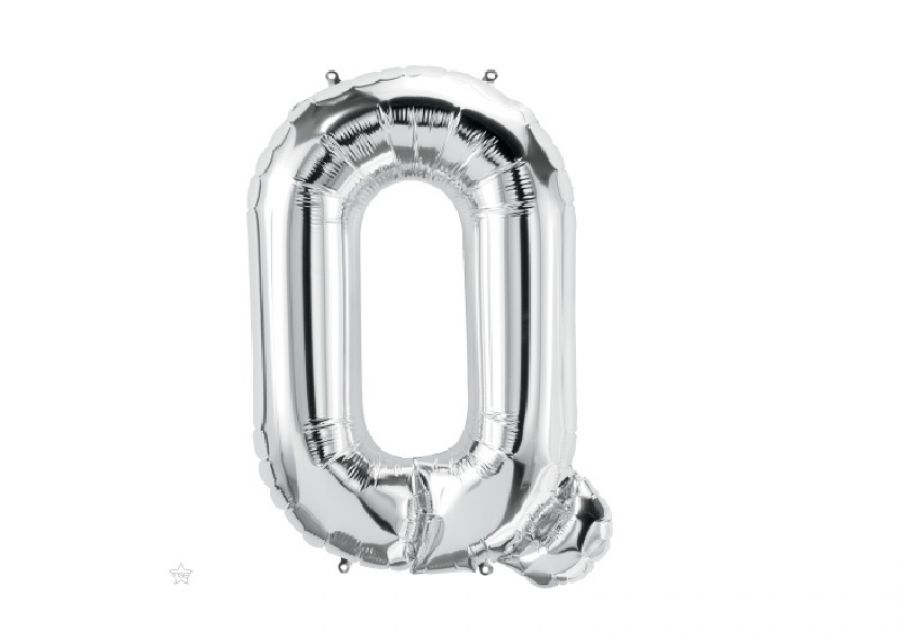 GLOBO MYLAR LETRA Q PLATA 40 CM - CADENACI