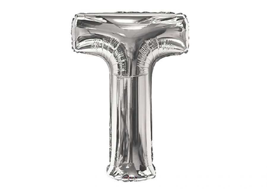 GLOBO MYLAR LETRA T PLATA 40 CM - CADENACI