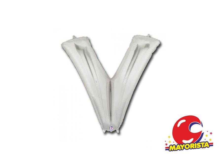 GLOBO MYLAR LETRA V PLATA 40 CM - CADENACI