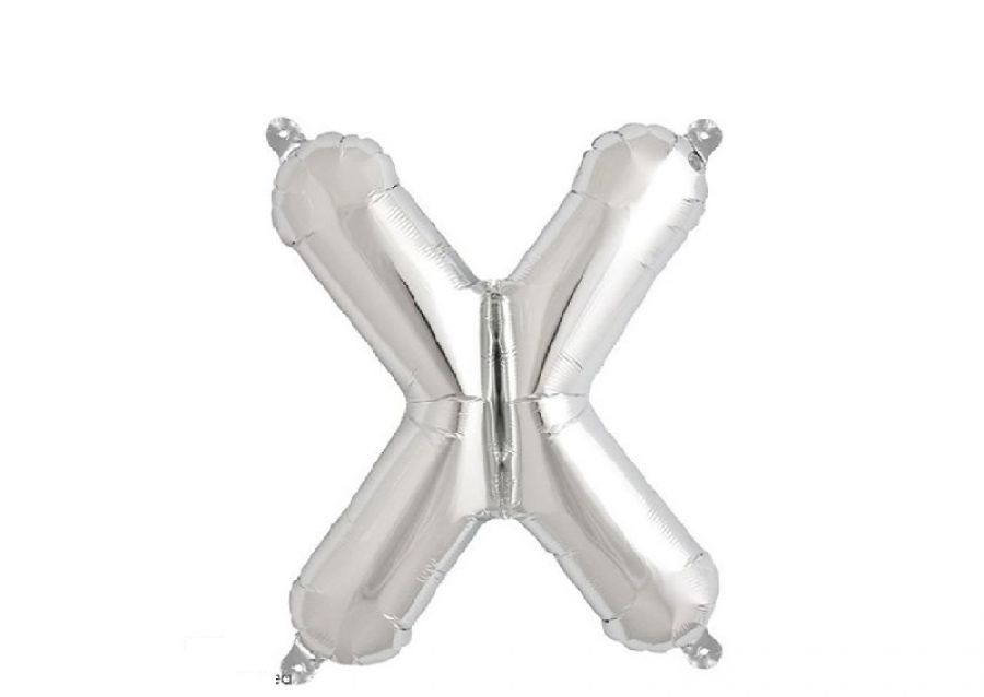 GLOBO MYLAR LETRA X PLATA 40 CM - CADENACI